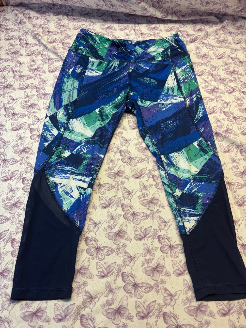 ⚛️RBX Blue & Green Abstract Print Active Capri Leggings